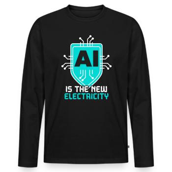 AI Is The New Electricity Artificial Intelligence - Men's Premium Organic Long Sleeve Shirt - black - Front - Nico (187cm)