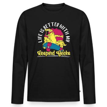 Life Is Better With My Leopard Gecko Reptile Lover - Men's Premium Organic Long Sleeve Shirt - black - Front - Nico (187cm)