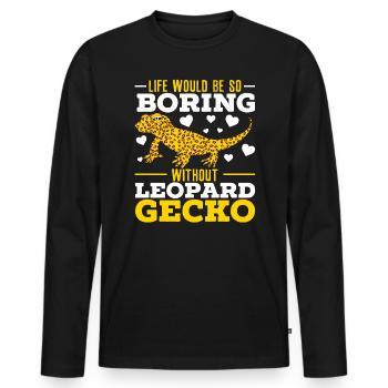Reptile Léopard Gecko Amant Lézard Herpétologie - T-shirt manches longues Premium bio Homme - noir - Devant - Nico (187cm)