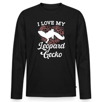 Ich liebe meinen Leopard Gecko Reptil Leopard Gecko - Männer Premium Bio Langarmshirt - Schwarz - Vorne - Nico (187cm)