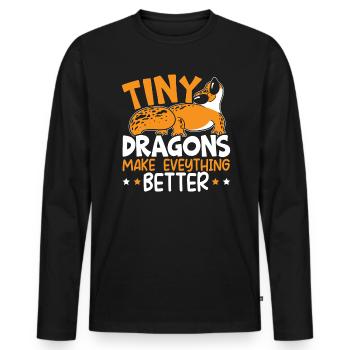 Reptile Léopard Gecko Amant Lézard Herpétologie - T-shirt manches longues Premium bio Homme - noir - Devant - Nico (187cm)