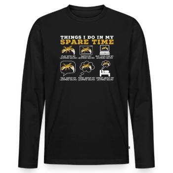 Ce que je fais pendant mon temps libre Leopard Gecko Lover - T-shirt manches longues Premium bio Homme - noir - Devant - Nico (187cm)