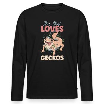 This Girl Loves Geckos Reptile Leopard Gecko Lover - Men's Premium Organic Long Sleeve Shirt - black - Front - Nico (187cm)