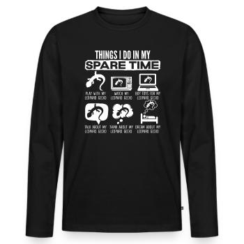 Things I Do In My Spare Time Leopard Gecko Lover - Men's Premium Organic Long Sleeve Shirt - black - Front - Nico (187cm)