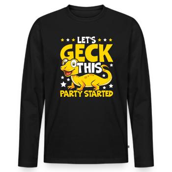 Reptile Leopard Gecko Lover Lizard Herpetology - Men's Premium Organic Long Sleeve Shirt - black - Front - Nico (187cm)