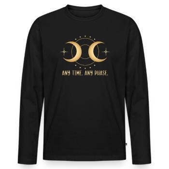 Any Time Any Phase Astrology Astronomy Moon Phase - Men's Premium Organic Long Sleeve Shirt - black - Front - Nico (187cm)