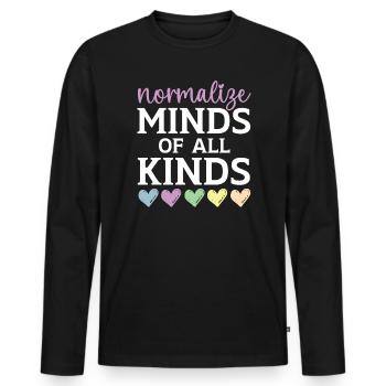 Normaliser les esprits de toutes sortes de santé mentale - T-shirt manches longues Premium bio Homme - noir - Devant - Nico (187cm)