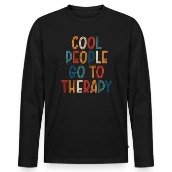 Coole Leute gehen zur Therapie Bewusstsein für psychische Gesundheit - Männer Premium Bio Langarmshirt - Schwarz - Vorne - Nico (187cm)