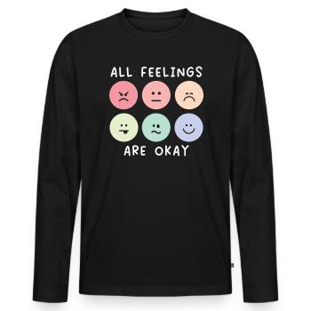 Tous les sentiments vont bien Sensibilisation à la santé mentale - T-shirt manches longues Premium bio Homme - noir - Devant - Nico (187cm)