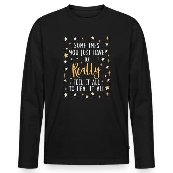 Suizidprävention Bewusstsein für psychische Gesundheit - Männer Premium Bio Langarmshirt - Schwarz - Vorne - Nico (187cm)