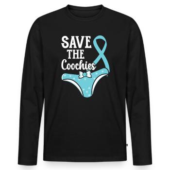 Save The Coochies Cervical Cancer Awareness Month - Men's Premium Organic Long Sleeve Shirt - black - Front - Nico (187cm)