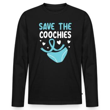 Save The Coochies Mois de la sensibilisation au cancer du col de l’utérus - T-shirt manches longues Premium bio Homme - noir - Devant - Nico (187cm)
