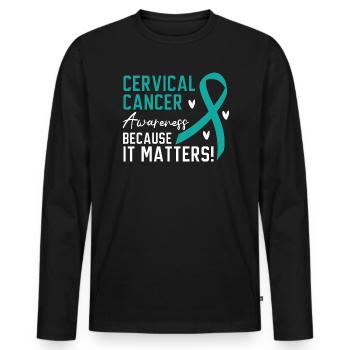 Cervical Cancer Awareness Because It Matters - Men's Premium Organic Long Sleeve Shirt - black - Front - Nico (187cm)