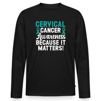 Cervical Cancer Awareness Because It Matters - Men's Premium Organic Long Sleeve Shirt - black - Front - Nico (187cm)