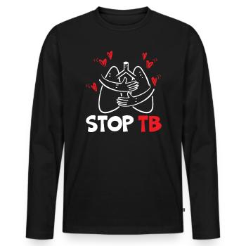 Stop TB Supporter Tuberculosis Awareness - Men's Premium Organic Long Sleeve Shirt - black - Front - Nico (187cm)