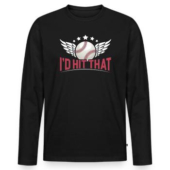 Ich würde diesen Baseballspieler Baseballtrainer schlagen - Männer Premium Bio Langarmshirt - Schwarz - Vorne - Nico (187cm)