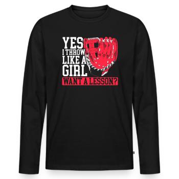 Baseball Mädchen Baseballspieler Baseball Trainer - Männer Premium Bio Langarmshirt - Schwarz - Vorne - Nico (187cm)