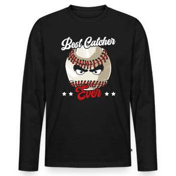 Bester Catcher aller Zeiten Baseballspieler Baseballtrainer - Männer Premium Bio Langarmshirt - Schwarz - Vorne - Nico (187cm)
