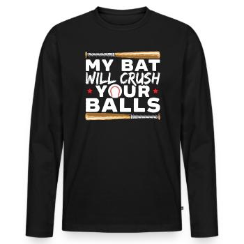 Batte de baseball Joueur de baseball Entraîneur de baseball Sports - T-shirt manches longues Premium bio Homme - noir - Devant - Nico (187cm)