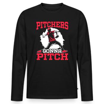 Pitcher gehen zum Pitch Baseballspieler Baseball-Fan - Männer Premium Bio Langarmshirt - Schwarz - Vorne - Nico (187cm)