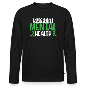 Suizidprävention Bewusstsein für psychische Gesundheit - Männer Premium Bio Langarmshirt - Schwarz - Vorne - Nico (187cm)