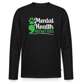 Prévention du suicide Sensibilisation à la santé mentale - T-shirt manches longues Premium bio Homme - noir - Devant - Nico (187cm)