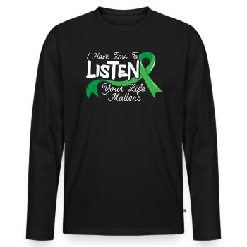 I Have Time To Listen Mental Health Awareness - Men's Premium Organic Long Sleeve Shirt - black - Front - Nico (187cm)