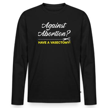 Contre l’avortement Avoir une vaectomie Contrôle des naissances - T-shirt manches longues Premium bio Homme - noir - Devant - Nico (187cm)