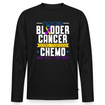 Cancer de la vessie Guerrier Sensibilisation au cancer de la vessie - T-shirt manches longues Premium bio Homme - noir - Devant - Nico (187cm)