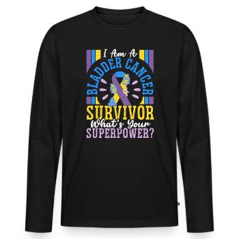 Survivant du cancer de la vessie Sensibilisation au cancer de la vessie - T-shirt manches longues Premium bio Homme - noir - Devant - Nico (187cm)
