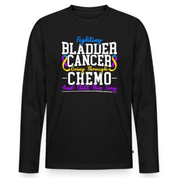 Cancer de la vessie Guerrier Sensibilisation au cancer de la vessie - T-shirt manches longues Premium bio Homme - noir - Devant - Nico (187cm)