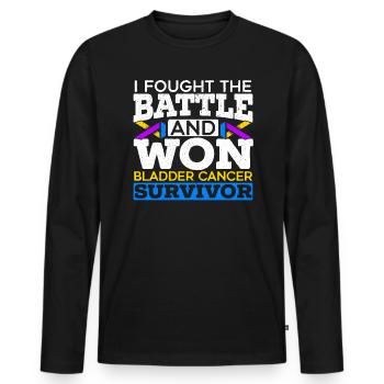 Fought The Battle And Won Bladder Cancer Survivor - Men's Premium Organic Long Sleeve Shirt - black - Front - Nico (187cm)