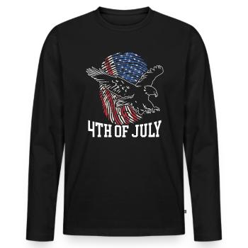 Amérique patriotique États-Unis Drapeau 4 juillet Américain - T-shirt manches longues Premium bio Homme - noir - Devant - Nico (187cm)