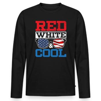 Rouge Blanc Et Cool Amérique USA Flag 4 Juillet - T-shirt manches longues Premium bio Homme - noir - Devant - Nico (187cm)
