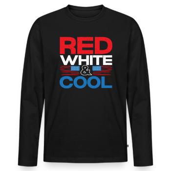 Rouge Blanc Et Cool Amérique USA Flag 4 Juillet - T-shirt manches longues Premium bio Homme - noir - Devant - Nico (187cm)