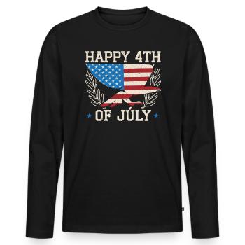 Amérique patriotique États-Unis Drapeau 4 juillet Amérique - T-shirt manches longues Premium bio Homme - noir - Devant - Nico (187cm)
