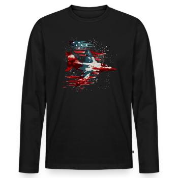 Amérique patriotique États-Unis Drapeau 4 juillet Américain - T-shirt manches longues Premium bio Homme - noir - Devant - Nico (187cm)