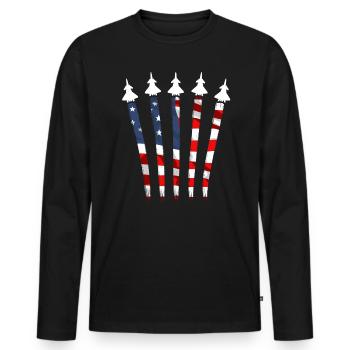 Amérique patriotique États-Unis Drapeau 4 juillet Américain - T-shirt manches longues Premium bio Homme - noir - Devant - Nico (187cm)