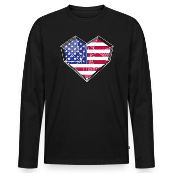 Amérique patriotique États-Unis Drapeau 4 juillet Américain - T-shirt manches longues Premium bio Homme - noir - Devant - Nico (187cm)