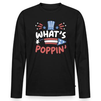 Was ist Poppin America USA Patriotic 4. Juli - Männer Premium Bio Langarmshirt - Schwarz - Vorne - Nico (187cm)