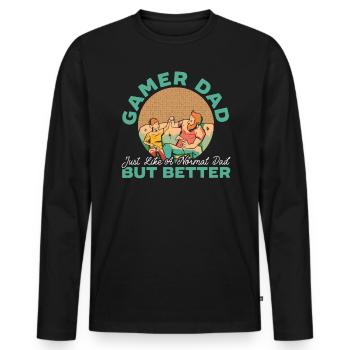 Gamer Dad Just Like A Normal Dad But Cooler - Men's Premium Organic Long Sleeve Shirt - black - Front - Nico (187cm)