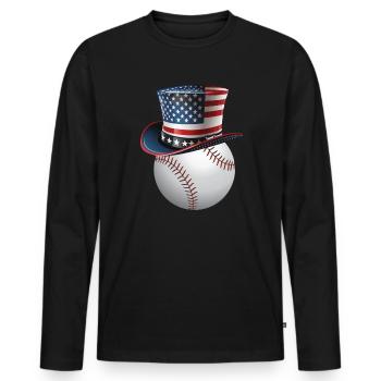 Patriotic America USA Flagge 4. Juli Baseball - Männer Premium Bio Langarmshirt - Schwarz - Vorne - Nico (187cm)