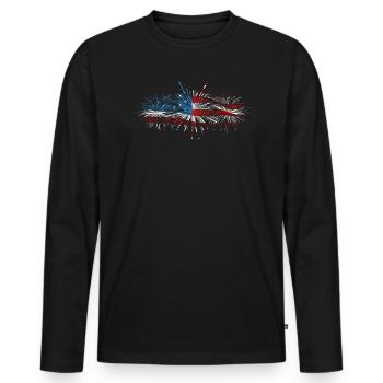 Amérique patriotique États-Unis Drapeau 4 juillet Américain - T-shirt manches longues Premium bio Homme - noir - Devant - Nico (187cm)