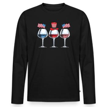 Amérique patriotique États-Unis Drapeau 4 juillet Américain - T-shirt manches longues Premium bio Homme - noir - Devant - Nico (187cm)