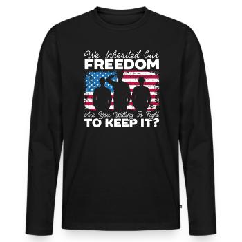 Patriotic America USA Flag 4th Of July American - Men's Premium Organic Long Sleeve Shirt - black - Front - Nico (187cm)