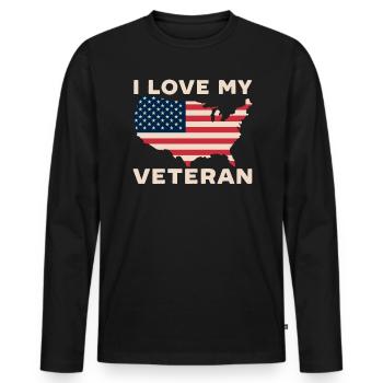 Ich liebe meinen Veteran USA Flagge American Memorial Day - Männer Premium Bio Langarmshirt - Schwarz - Vorne - Nico (187cm)