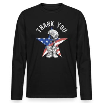 Patriotischer Veteran USA Flagge Amerikanischer Gedenktag - Männer Premium Bio Langarmshirt - Schwarz - Vorne - Nico (187cm)