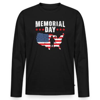 Patriotischer Veteran USA Flagge Amerikanischer Gedenktag - Männer Premium Bio Langarmshirt - Schwarz - Vorne - Nico (187cm)