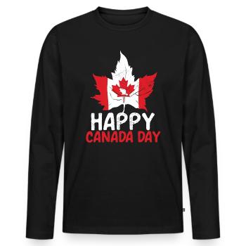 Happy Canada Day Canadian Canada Flag Maple Leaf - Men's Premium Organic Long Sleeve Shirt - black - Front - Nico (187cm)