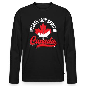 Happy Canada Day Canadian Canada Flag Maple Leaf - Men's Premium Organic Long Sleeve Shirt - black - Front - Nico (187cm)